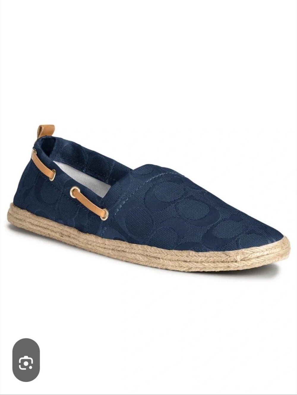 Coach Navy Signature Canvas Slip-On Espadrilles Womans
